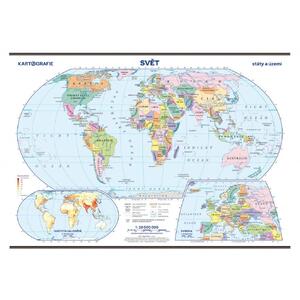 Svět - školní politická nástěnná mapa + 20 mapek 1360x960mm