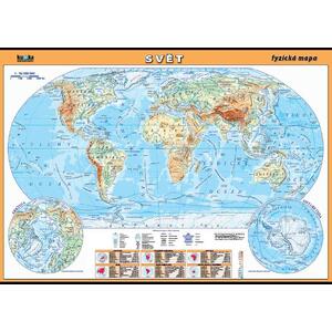 Svět - fyzická  mapa XL - nástěnný obraz /100x70cm/  včetně lišt